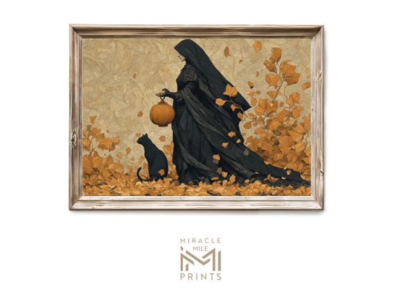 Halloween Gothic Bride In Flowing Veil Wall Art Dark Academia Haunted Spooky Ghostly Figure Vintage Decor 361