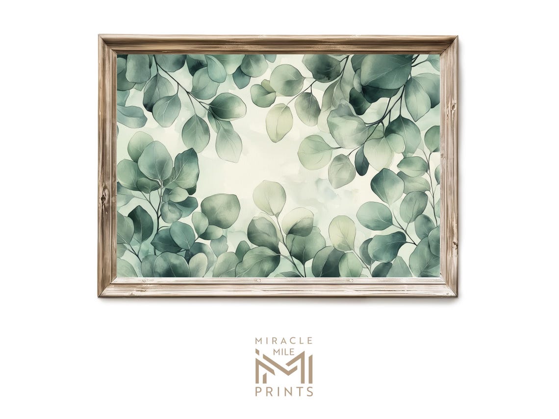 Eucalyptus Botanical Art Vintage Green Leaf Wall Decor Minimal Modern Plant Illustration Nature Print 60