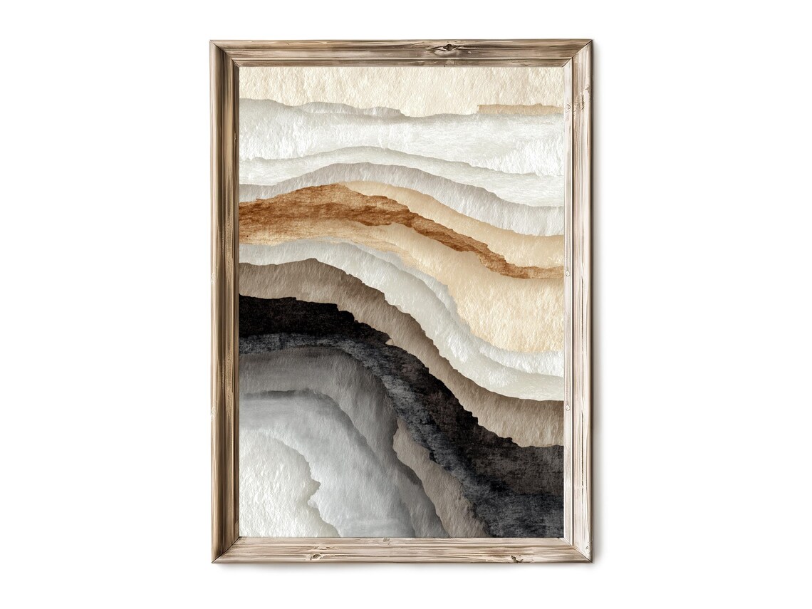Beige Neutral Abstract Wall Art Minimalist Vertical Print Modern Japandi Texture Decor 172