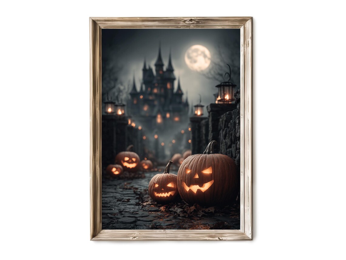 Haunted Castle at Moonrise, Vintage Gothic Art Print