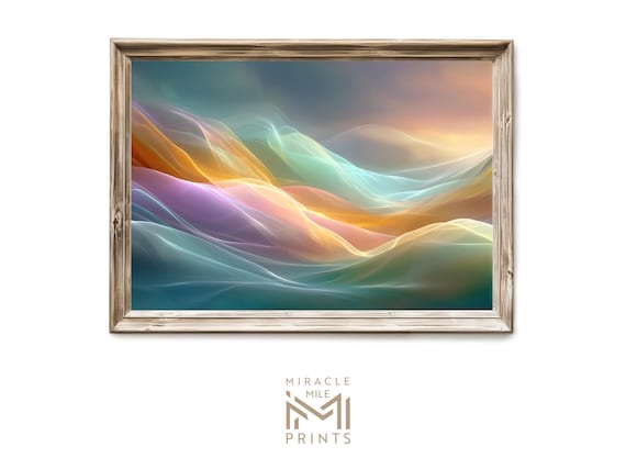 Colorful Pastel Silk Wave Gradient Flowing Abstract Art Print