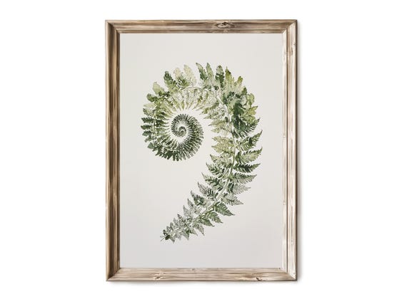 Fern Botanical Wall Art Vintage Plant Drawing Green Nature Decor Rustic Print Home Artwork 19
