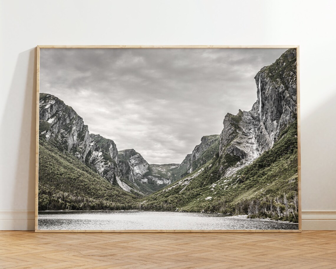 Gros Morne National Park Western Brook Pond Newfoundland Mountain Lake Wall Art Landscape Photography Print Canadian Farmhouse
