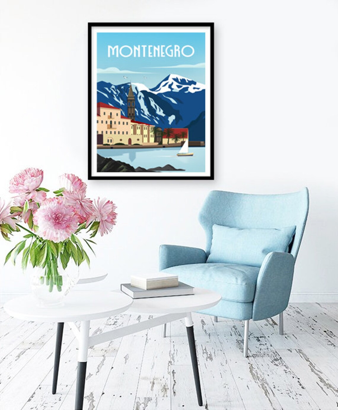 Montenegro Retro Travel Poster, Romantic Wall Art - Image 3