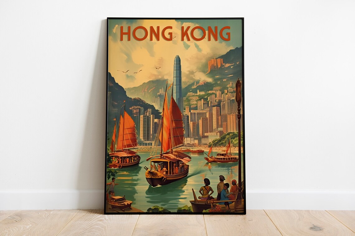 Hong Kong Harmony, 1950s Vintage Travel Poster