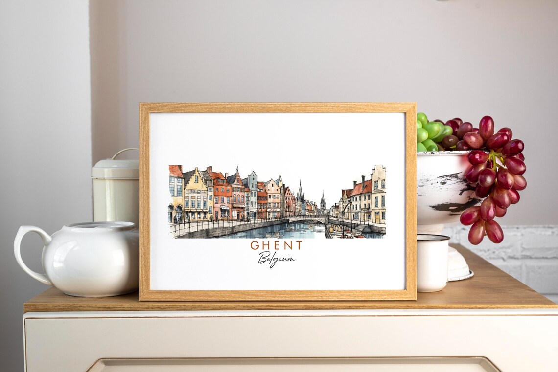 Ghent Minimalist Ink Print, Modern City Art Print - Image 3