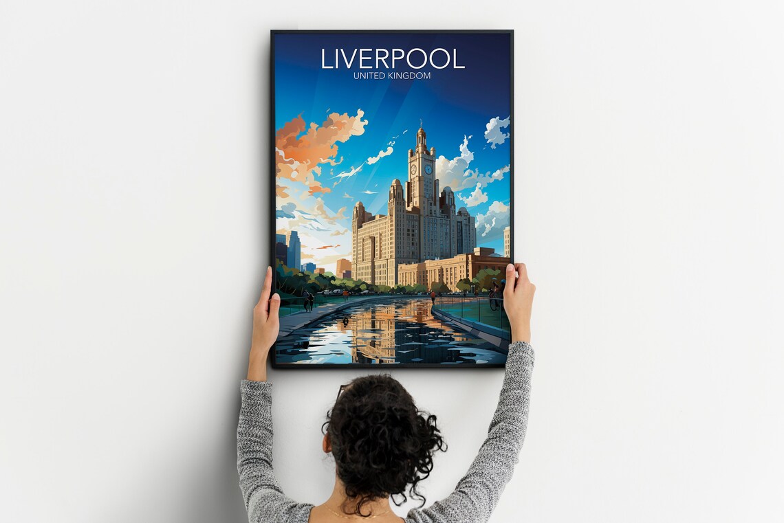 Liverpool United Kingdom Historic Waterfront Landmark Travel Poster - Image 3