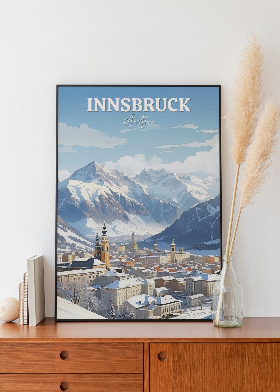 Winter In Innsbruck Art Print, Winter Travel Poster - Image 2