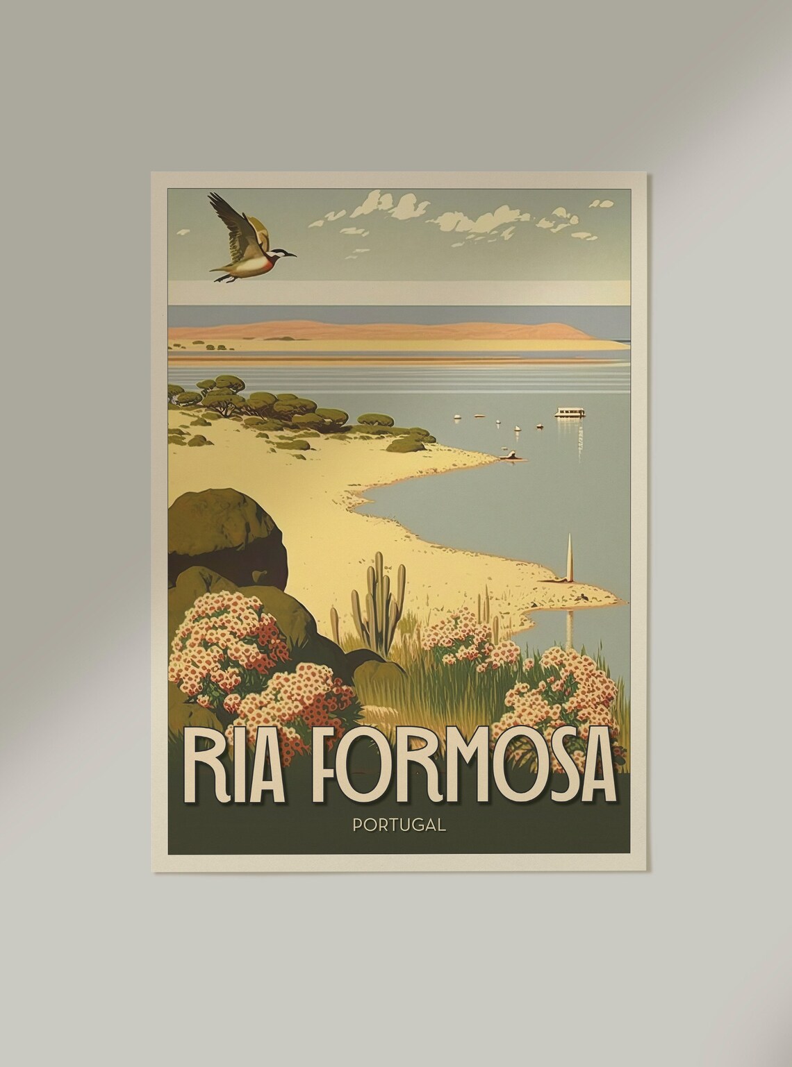 Ria Formosa Portugal Bird Lagoon Coastline Vintage Travel Poster - Image 2