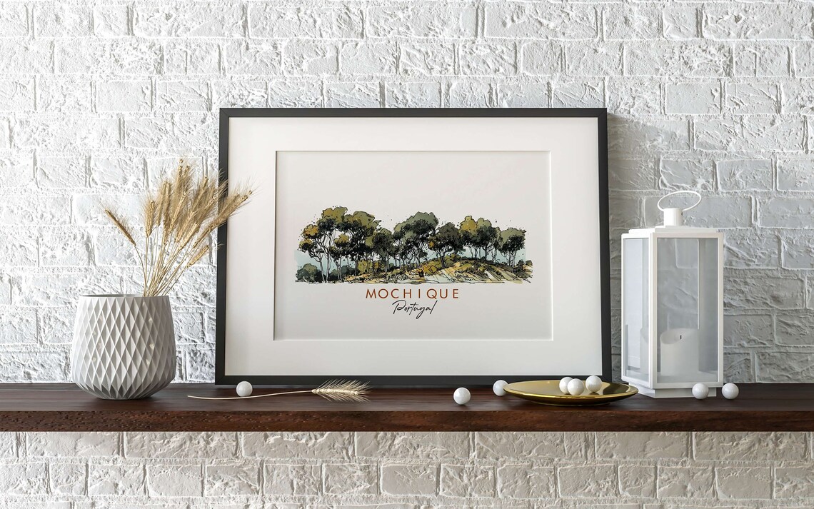 Mochique Portugal Pine Forest Hills Minimalist Ink Art Poster - Image 2