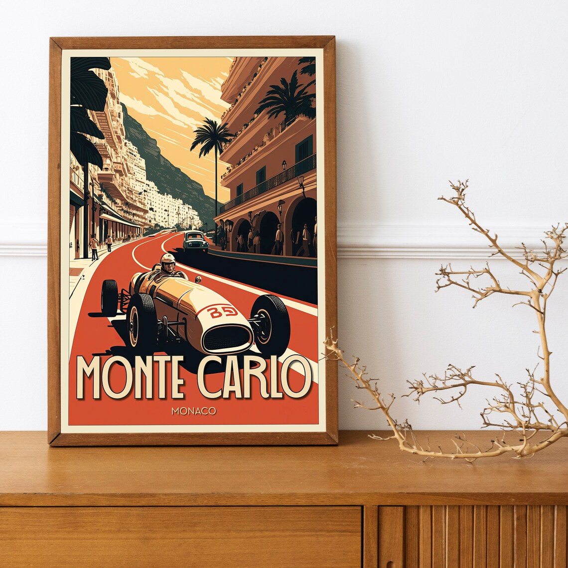 Monte Carlo Monaco Grand Prix Racing Car Vintage Travel Poster