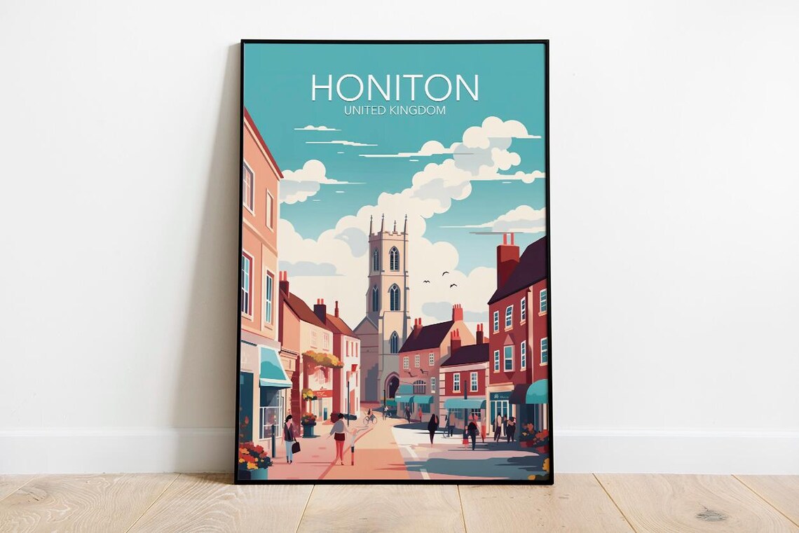 Honiton England Historic Market Town Church Street Travel Poster