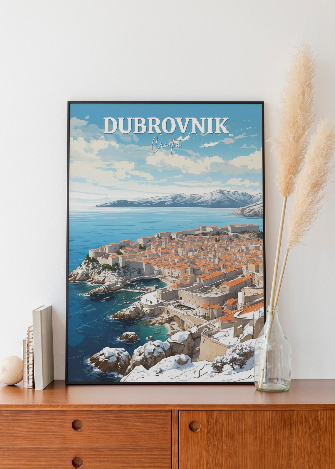 Dubrovnik Croatia Old Town Winter Coast Adriatic Sea Travel Poster - Image 2