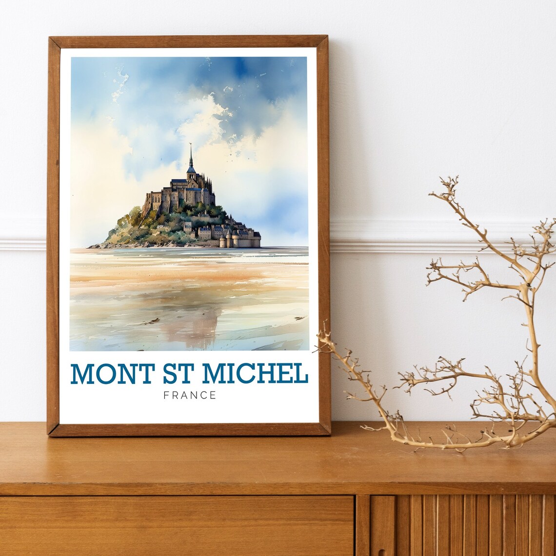 Mont St Michel France Tidal Island Abbey Watercolor Art Poster - Image 3