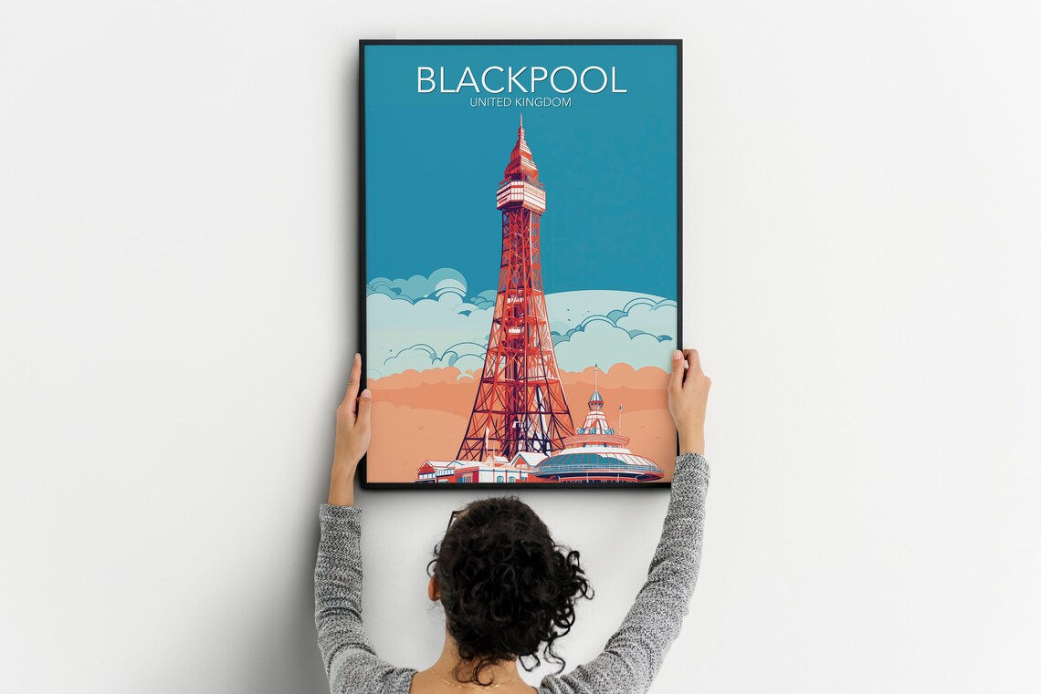Blackpool Tower Seaside Landmark United Kingdom Vintage Travel Poster - Image 2