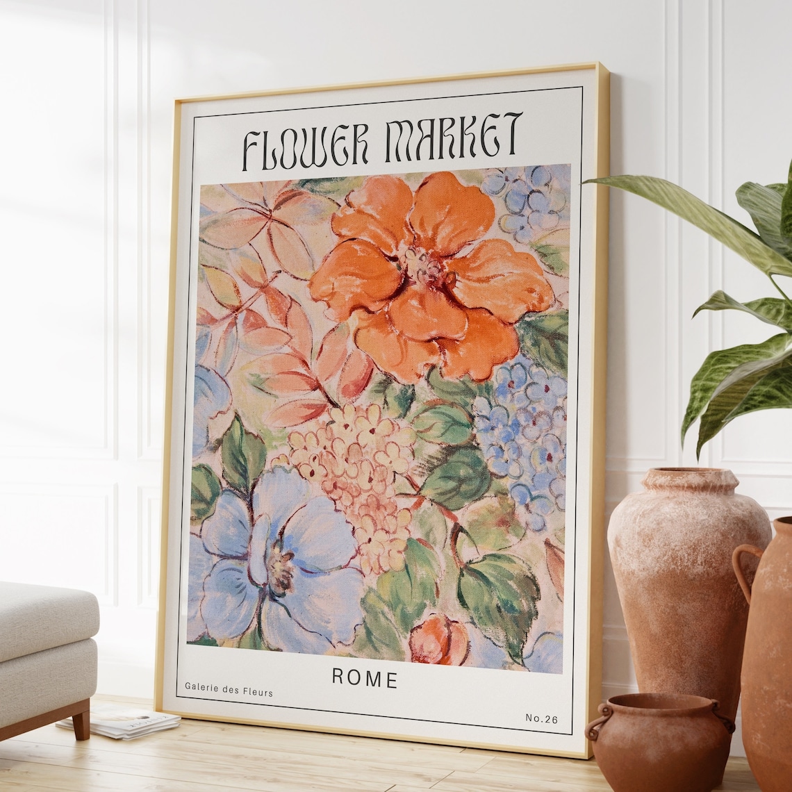 Flower Market Rome Vintage Floral Art Print - Image 3