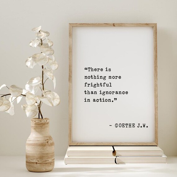Goethe Ignorance in Action Quote Nothing More Frightful Poster