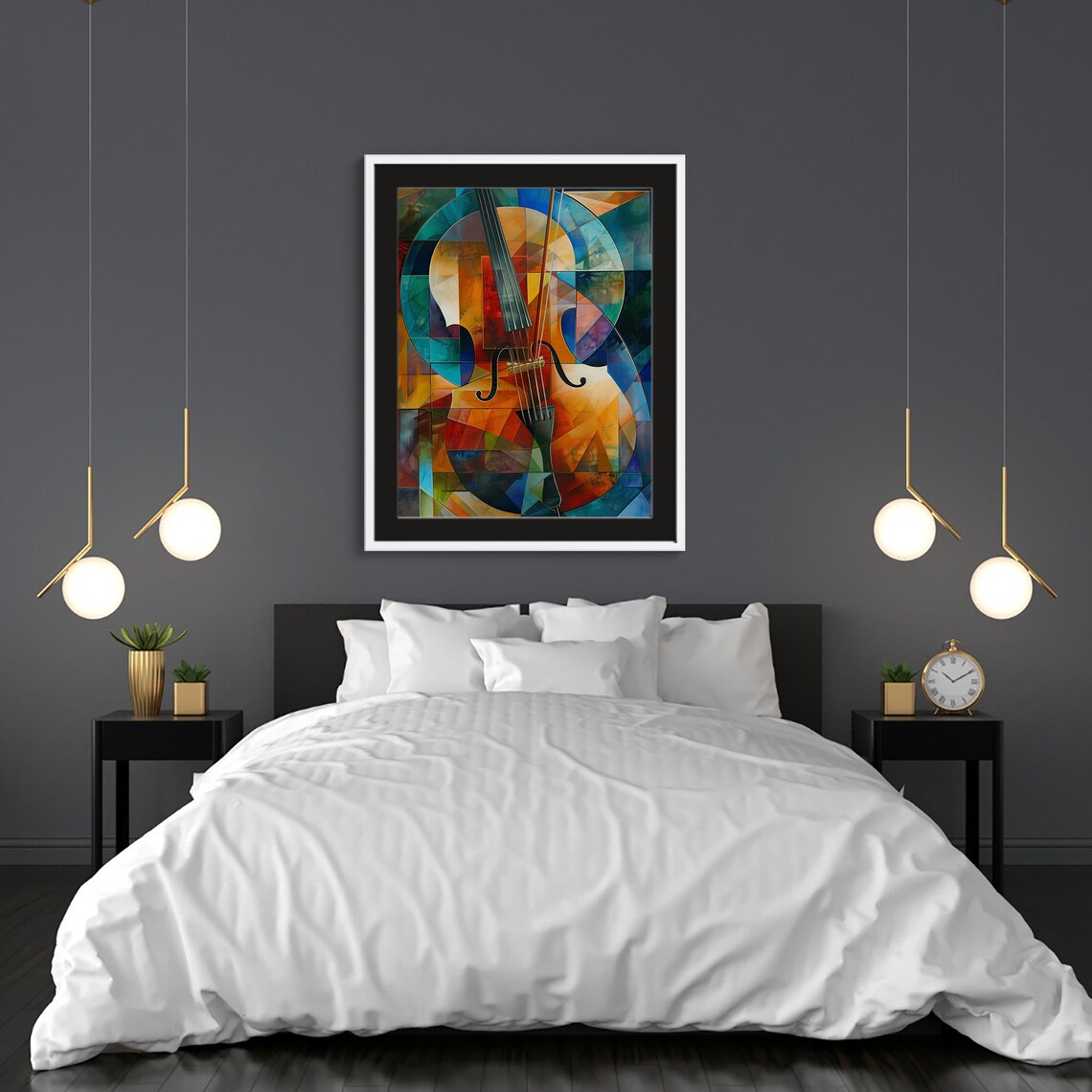 Cubist Cello in Bold Geometric Colors for Music Lovers Poster - Image 3