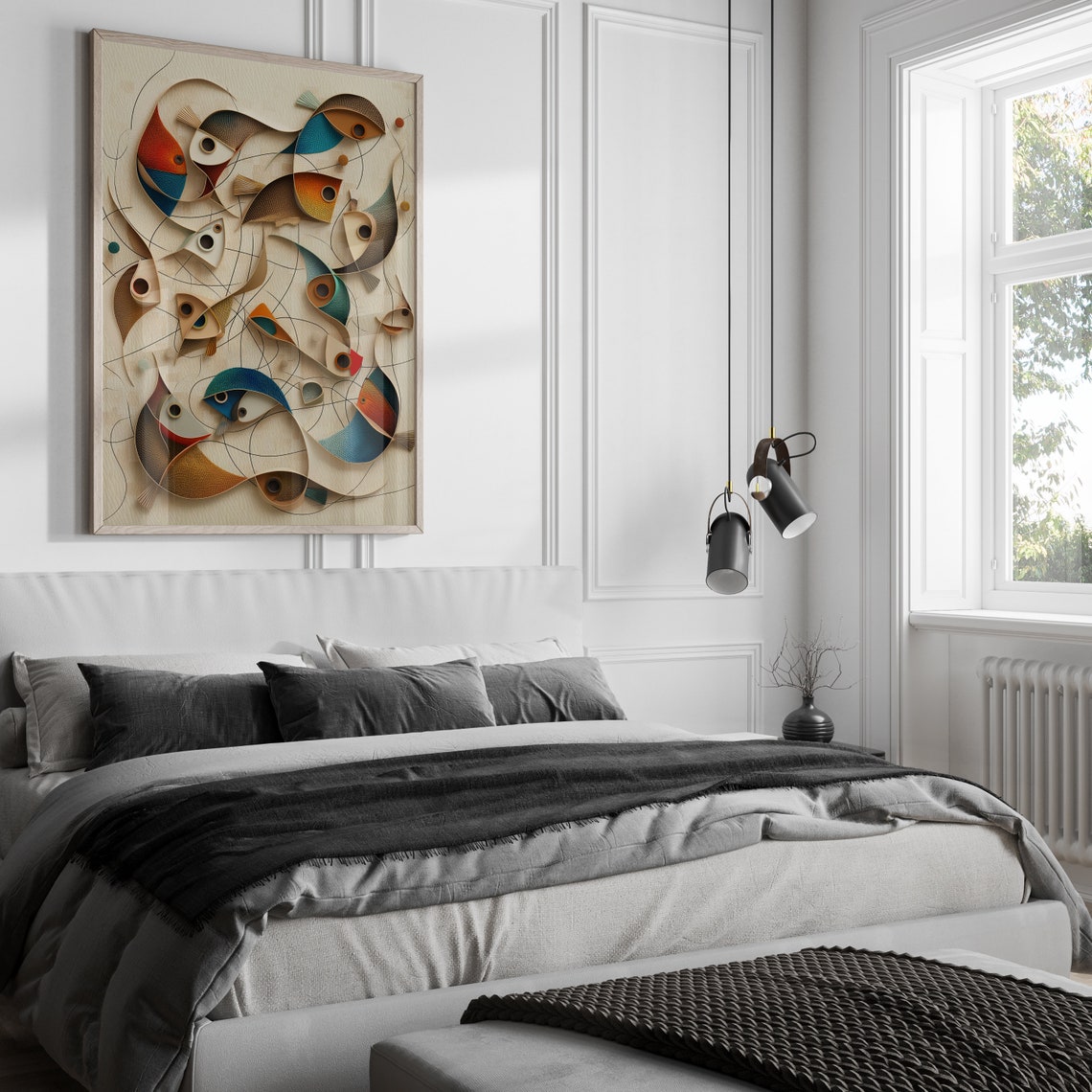 Abstract Fish Painting Arts Modern Wall Decor Art Prints Instant Wall Art - Image 4