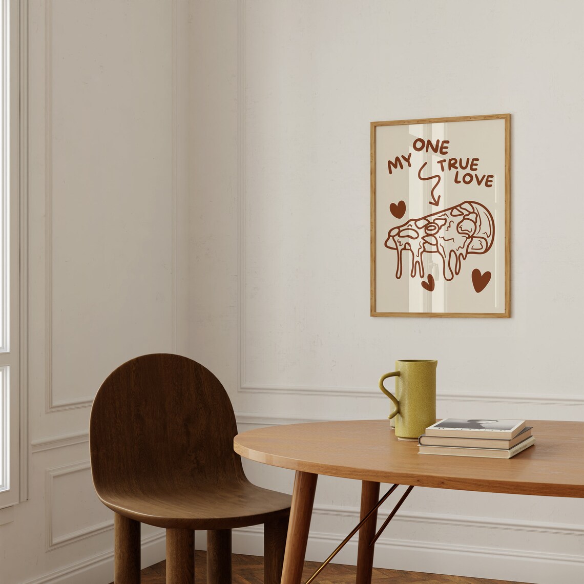 My One True Love Pizza Slice Line Art Funny Kitchen Food Poster - Image 4