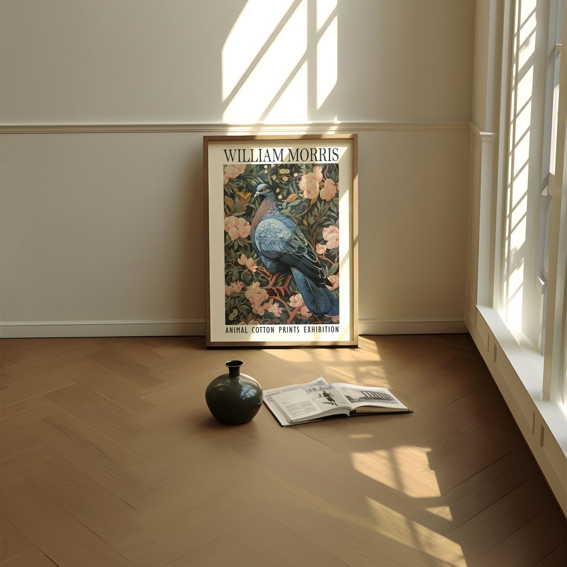 William Morris Blue Pigeon Blossom Animal Exhibition Art Poster - Image 3
