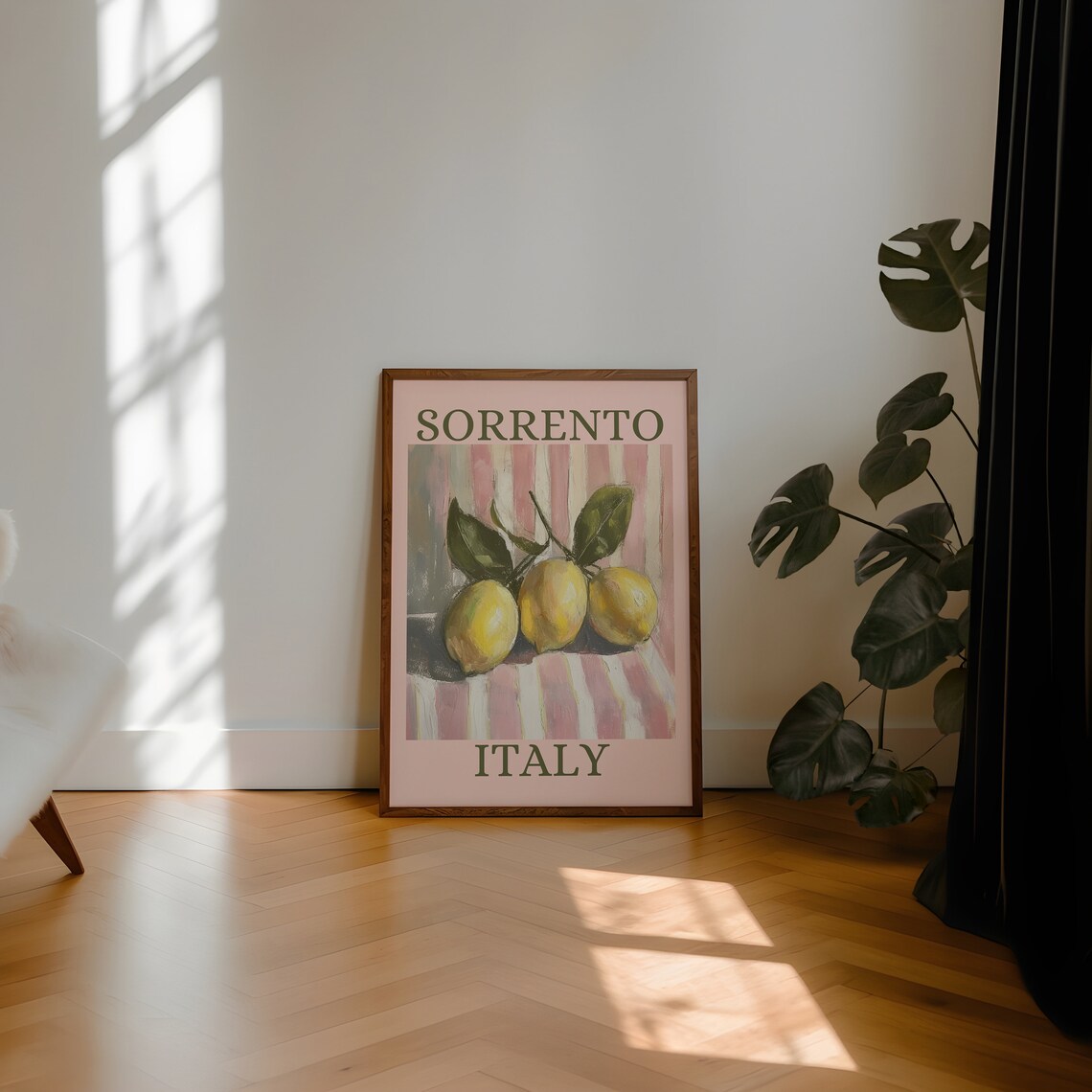 Sorrento Italy Lemon Still Life Pink Travel Kitchen Wall Art - Image 2