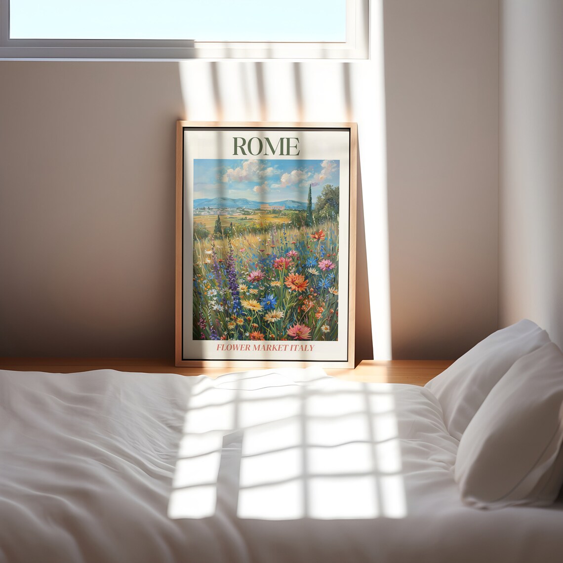 Rome Flower Market Italy Colorful Wildflower Meadow Travel Poster - Image 2