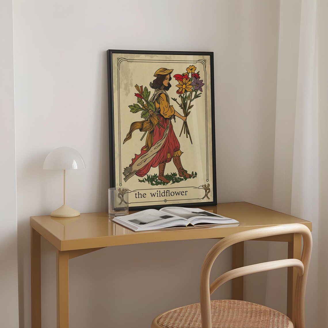 The Wildflower Tarot Card Vintage Folk Style Botanical Poster - Image 4