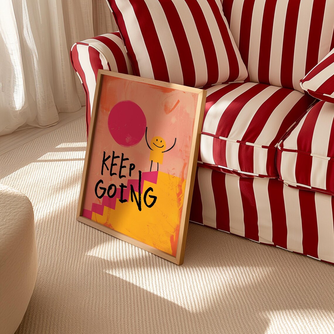 Keep Going Motivational Phrase Retro Art Print - Image 2