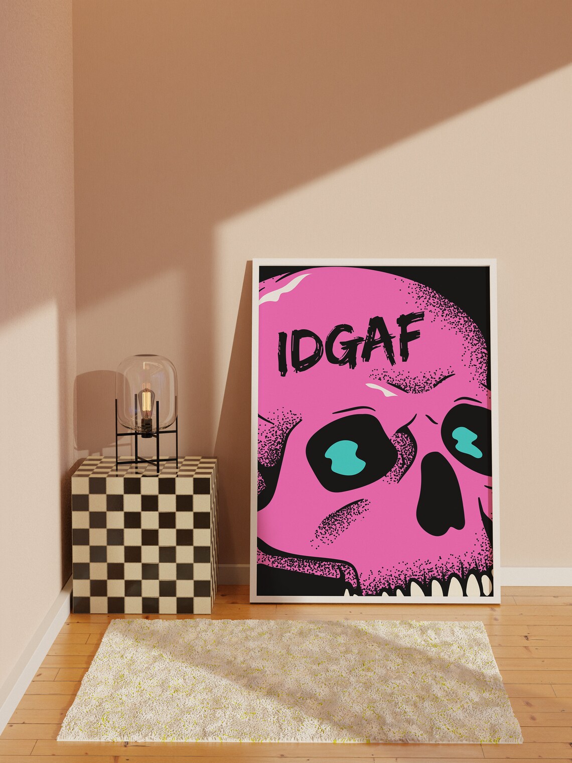 Idgaf Skull Grunge Goth Art Print, Emo Nostalgia - Image 2