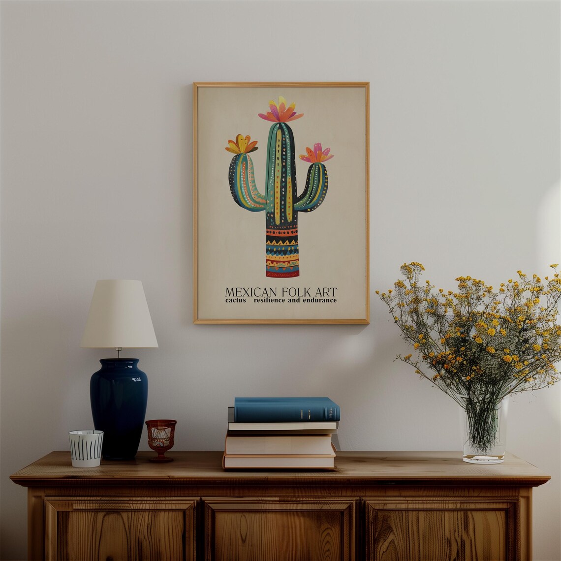 Mexican Cactus Folk Art Poster, Vintage Style - Image 4