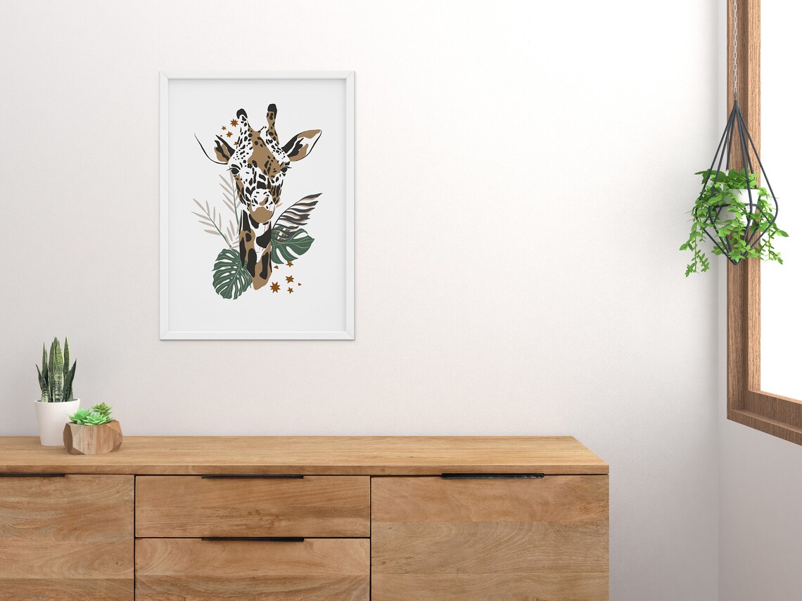 Jungle Giraffe Print, Tropical Safari Wall Art - Image 2