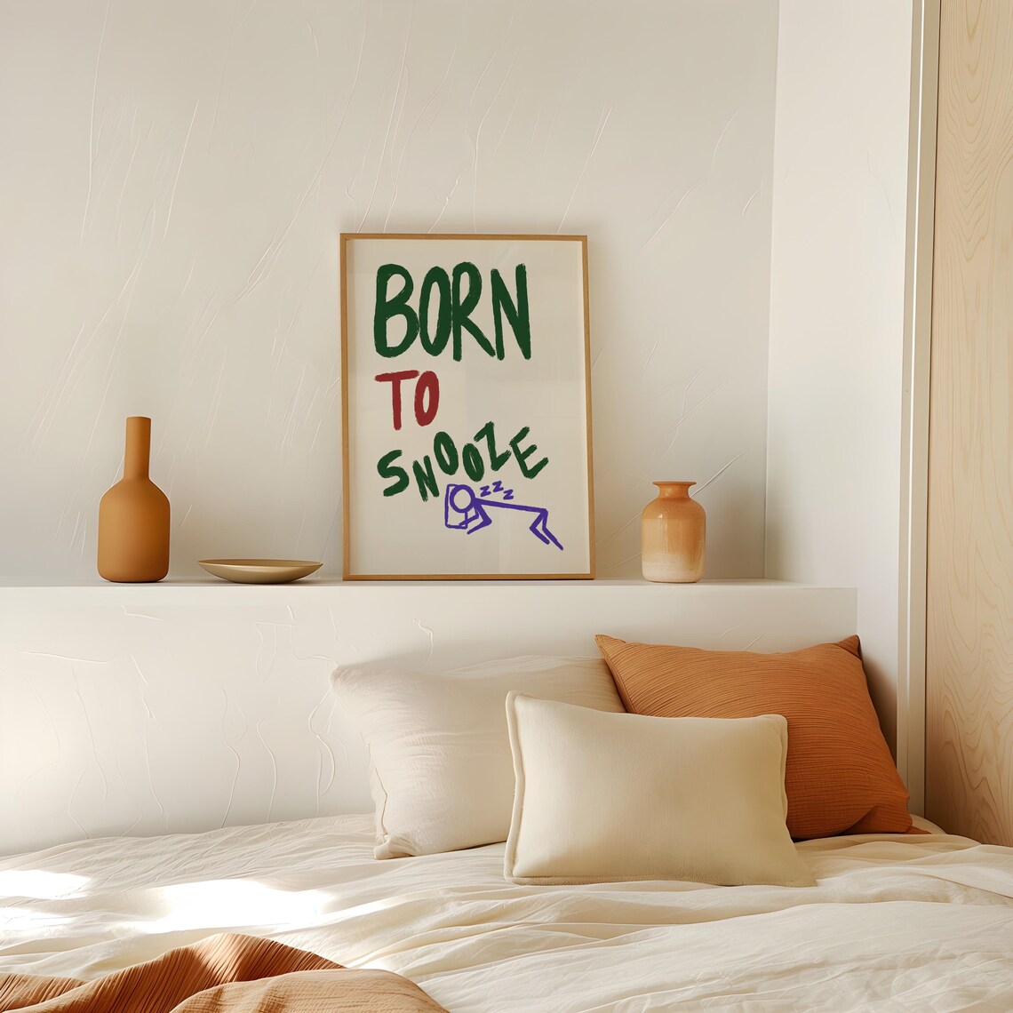 Born to Snooze Funny Sleeping Doodle Quote Typography Poster - Image 2