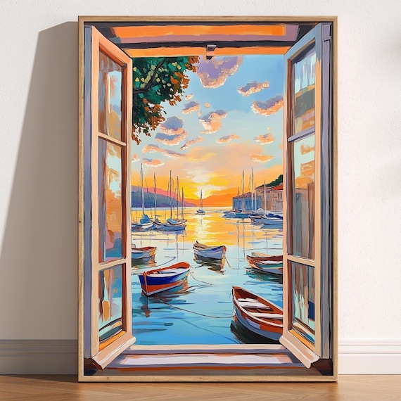 Open Window, Matisse-Inspired Fauvism Harbour Scene