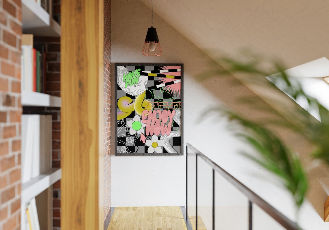 Have Fun Enjoy Now Y2k Postmodern Maximalist Psychedelic Pop Poster - Image 2