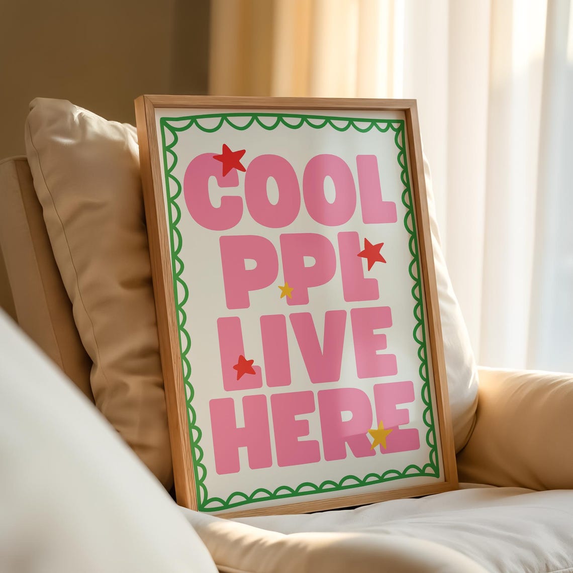 Cool Ppl Live Here Pink Block Letter Trendy Dorm Room Quote Poster - Image 2