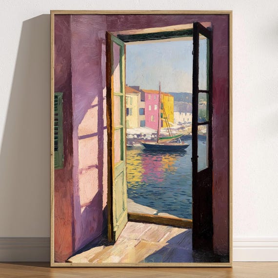 Open Window Henri Matisse Print Style Fauvism Painting Modern Exhibition Mediterranean River Harbour Boats Coastal