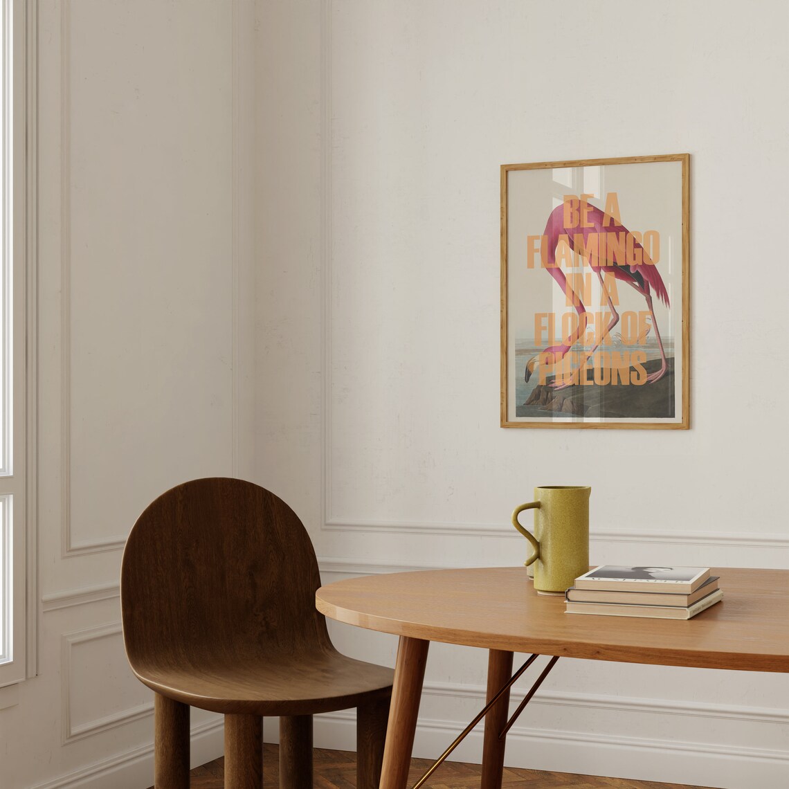 Be A Flamingo In A Flock Of Pigeons Vintage Pink Bird Poster - Image 3