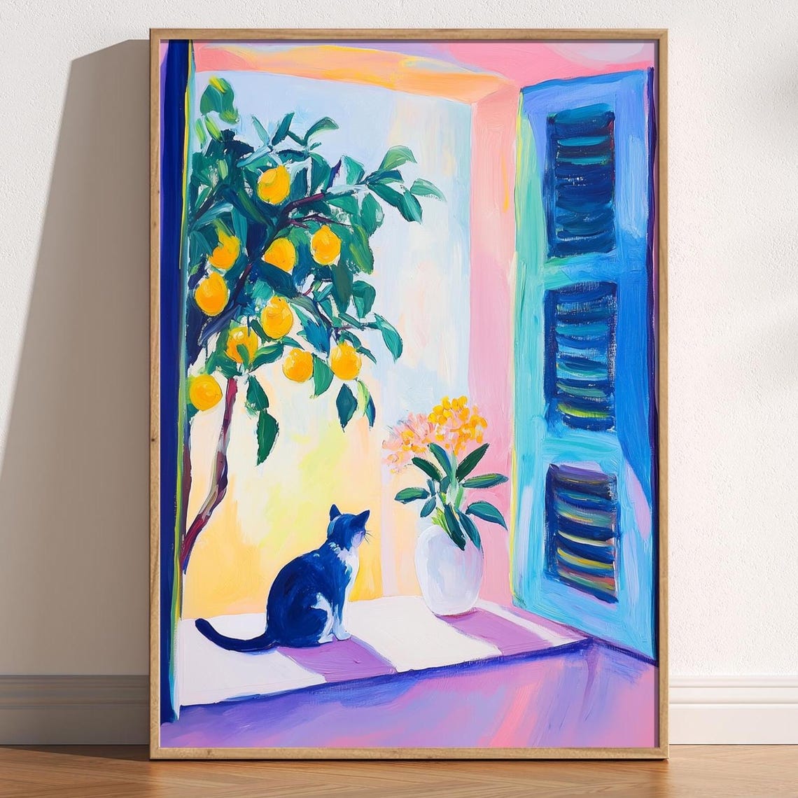 Matisse-Inspired Open Window Cat Art Print