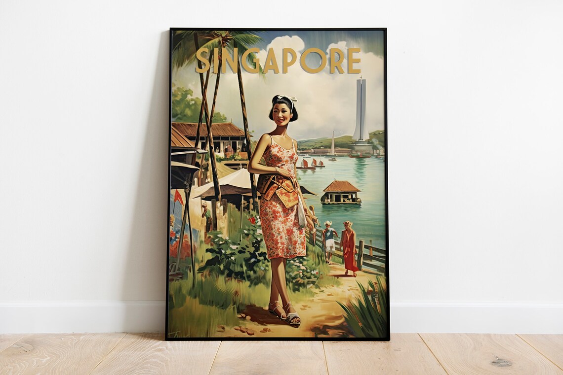 Singapore Splendor, 1950s Style Vintage Travel Poster