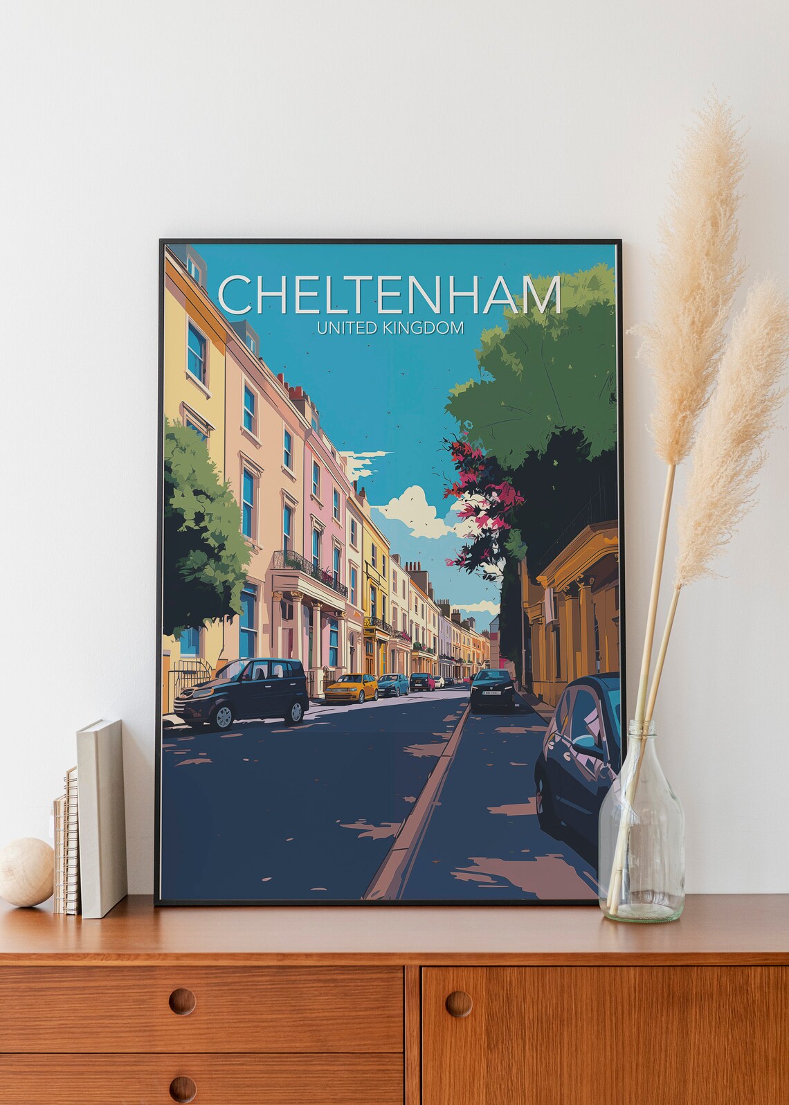 Cheltenham United Kingdom Regency Street Scene Travel Poster - Image 3