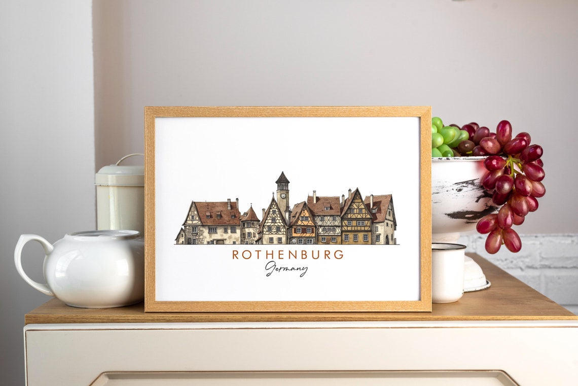 Rothenburg Germany Historic Half Timbered Houses Watercolor Poster - Image 3
