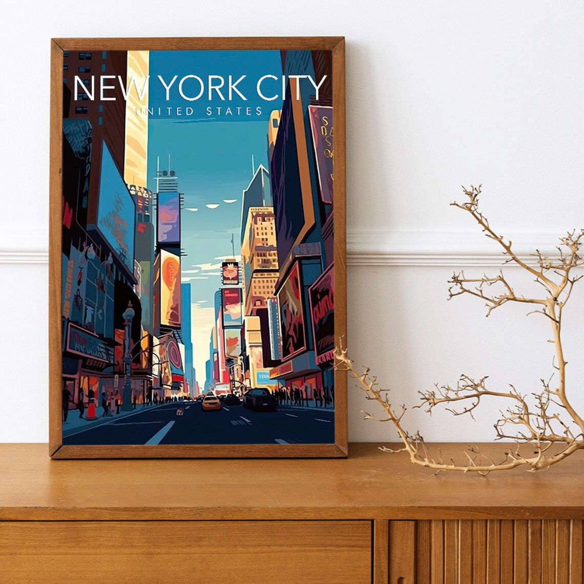 New York City Times Square Neon Billboards Street Scene Poster