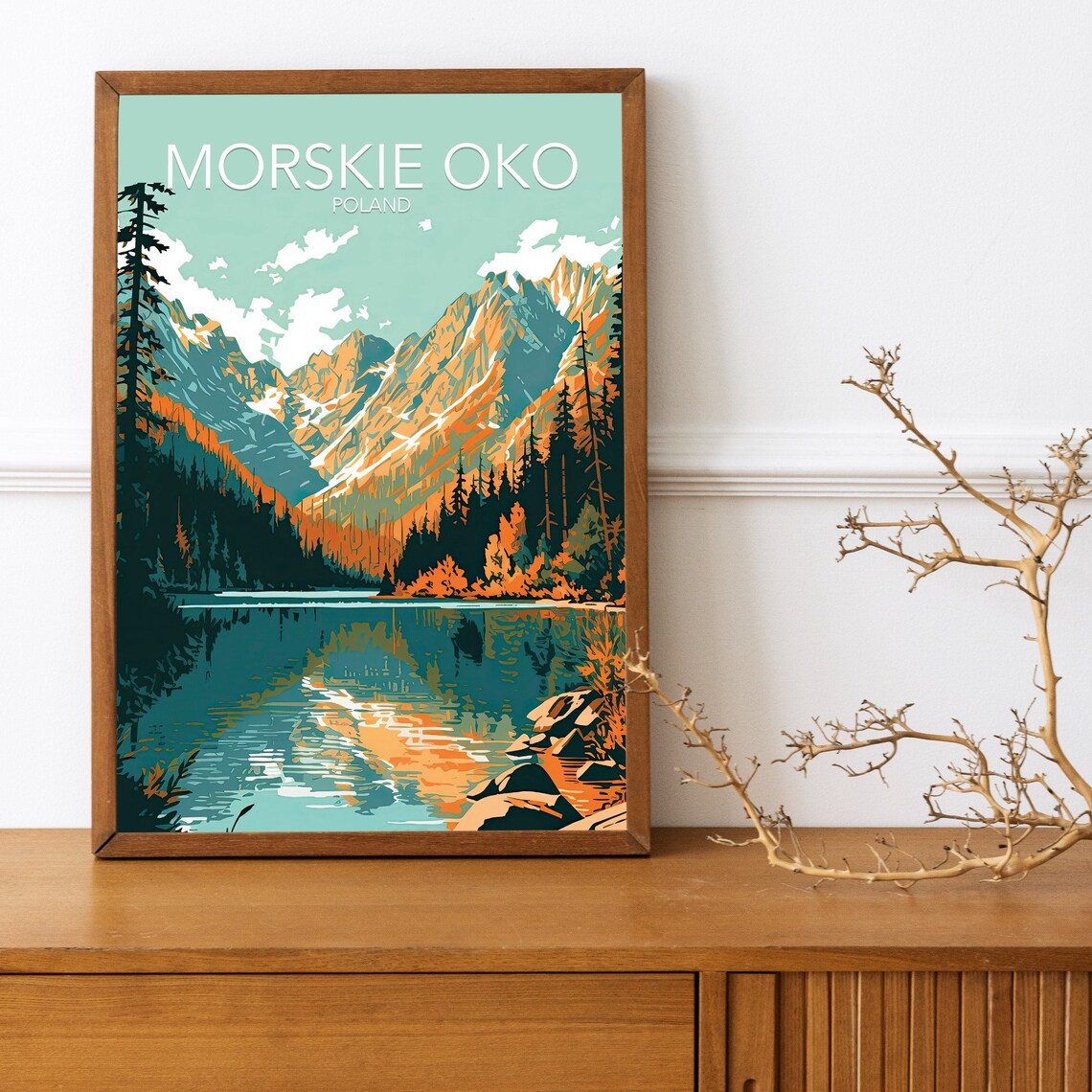 Morskie Oko Poland Alpine Lake Mountain Modern Travel Poster