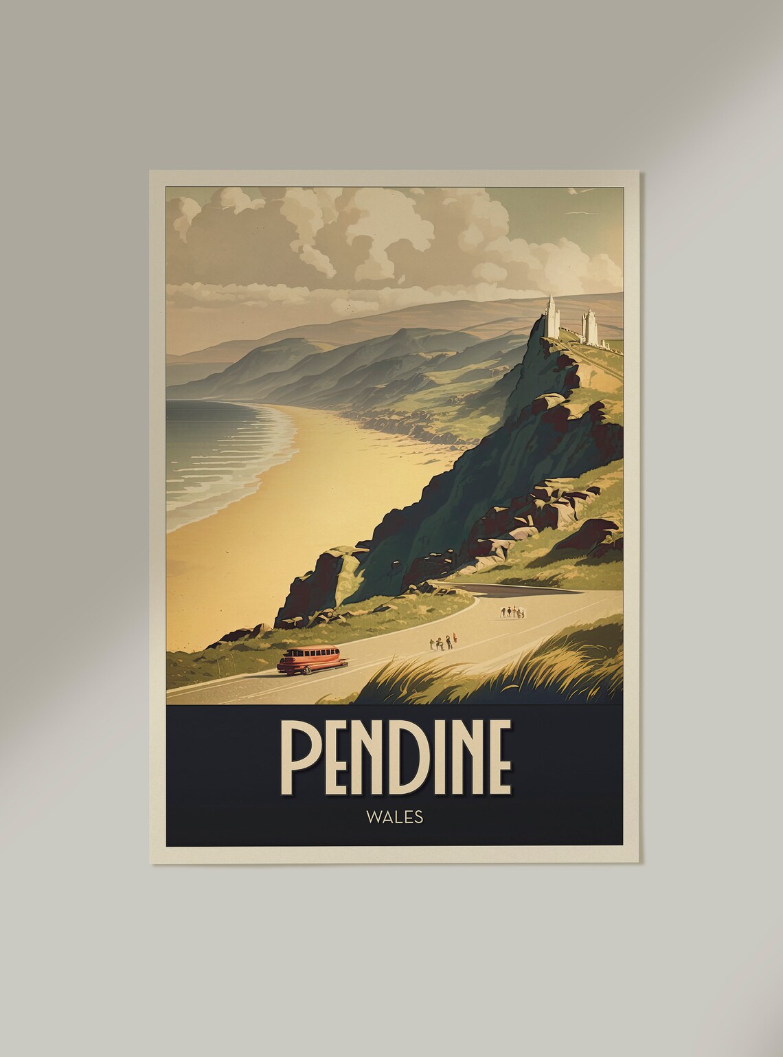 Pendine Wales Vintage Travel Poster, Art Print - Image 2