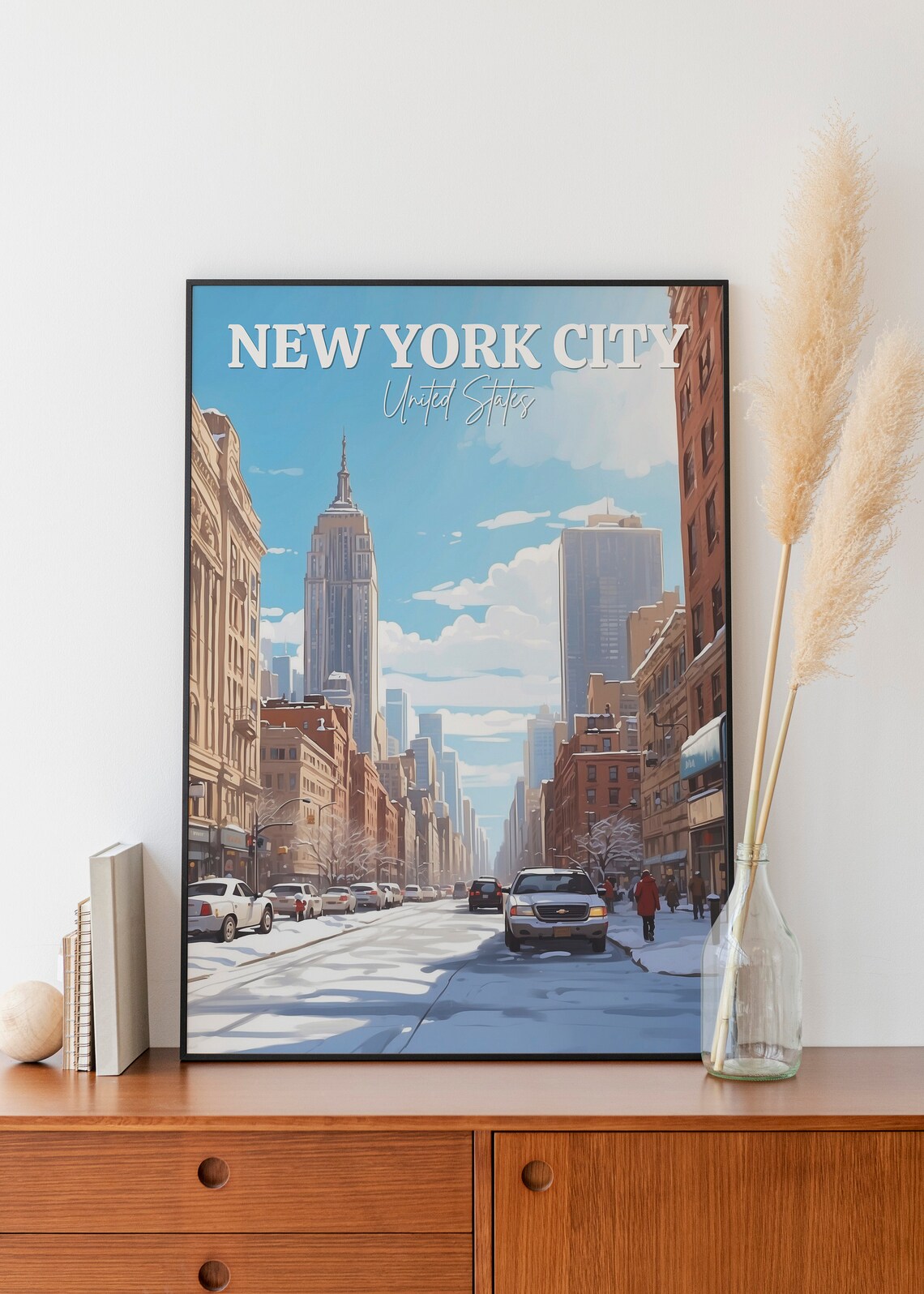 New York City Empire State Building Snow Winter Travel Landmark Poster - Image 2