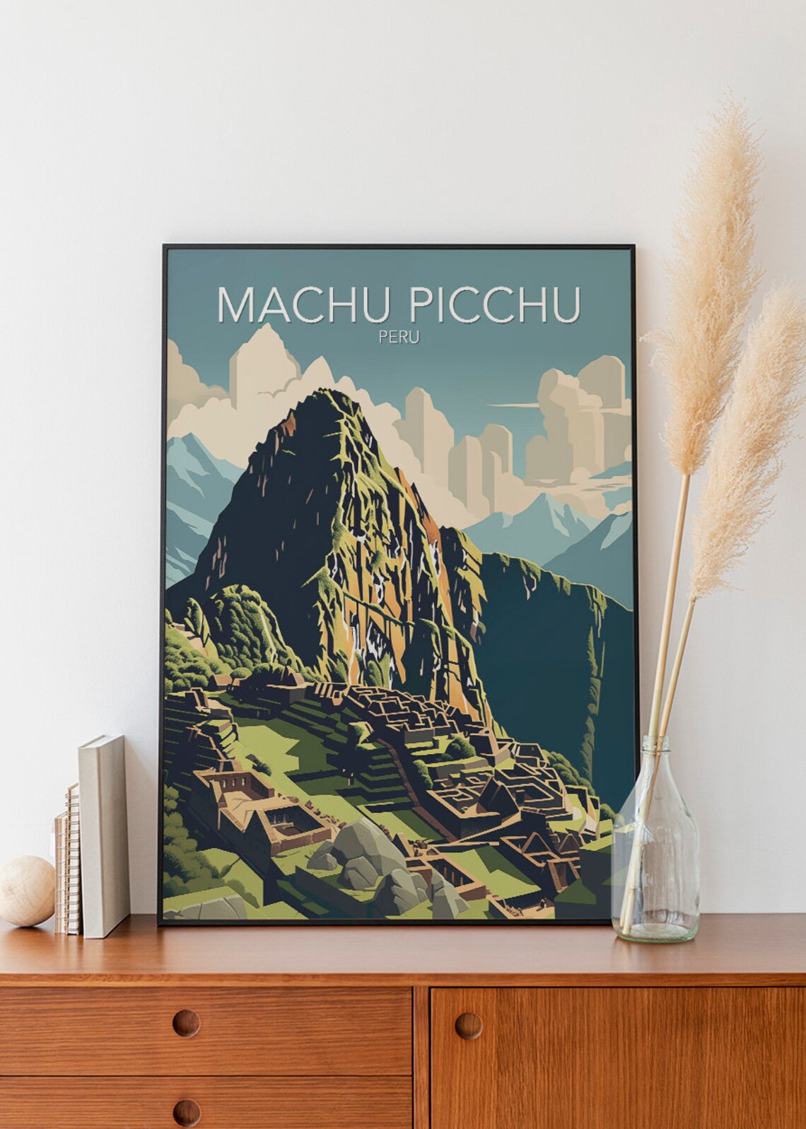 Machu Picchu Ancient Ruins Mountain Peak Peru Vintage Travel Poster - Image 2