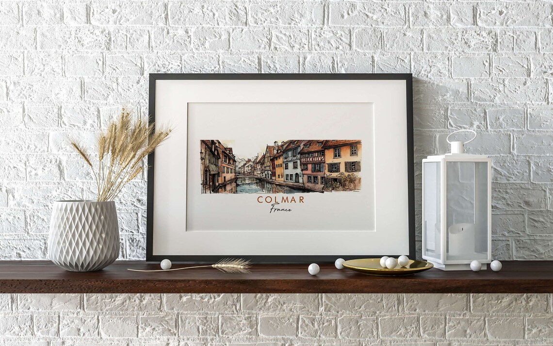 Colmar France Half Timbered Canal Houses Watercolor Art Poster - Image 2