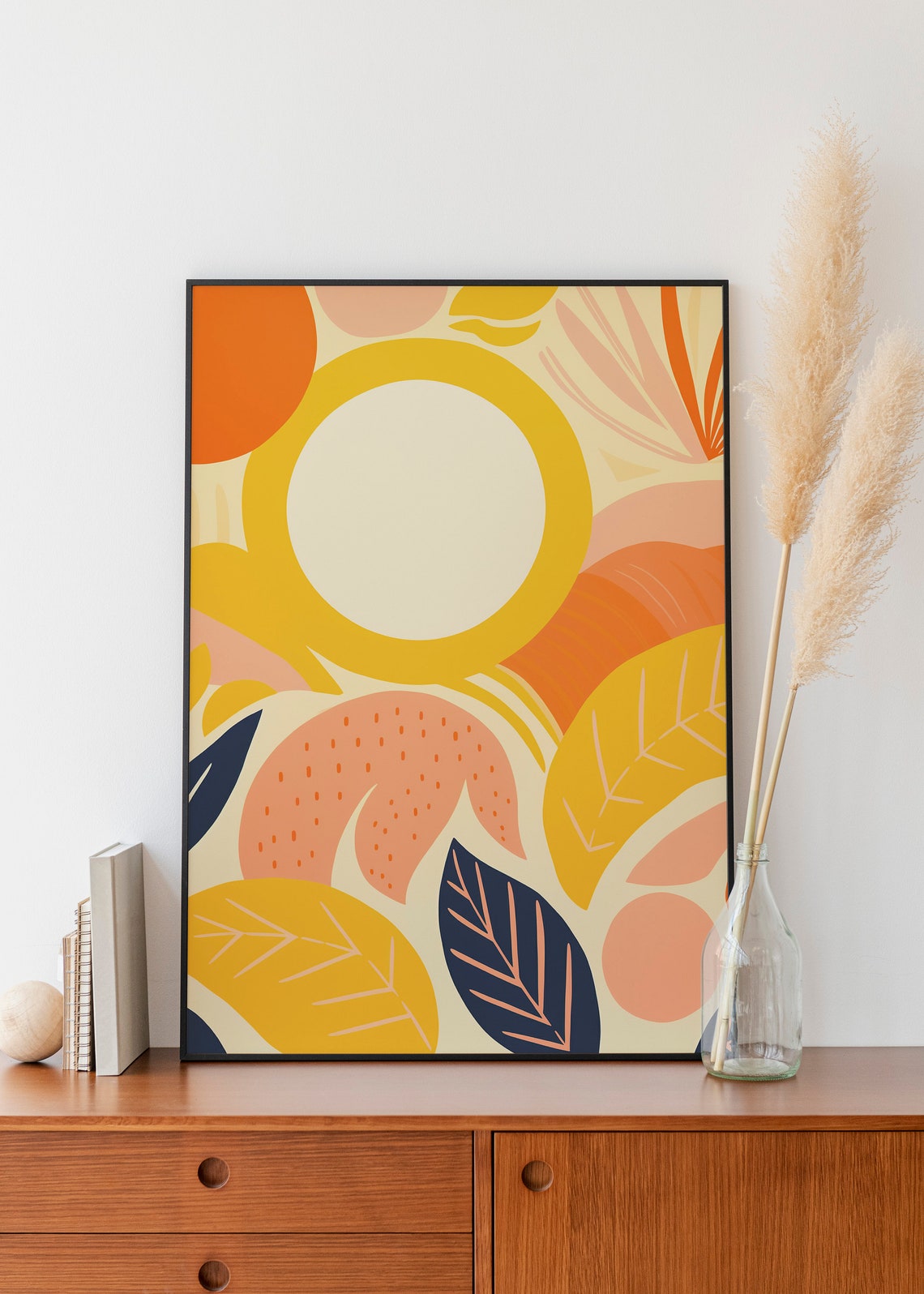 A Boho Sun Botanical Warm Terracotta Mustard Home Decor Art Poster