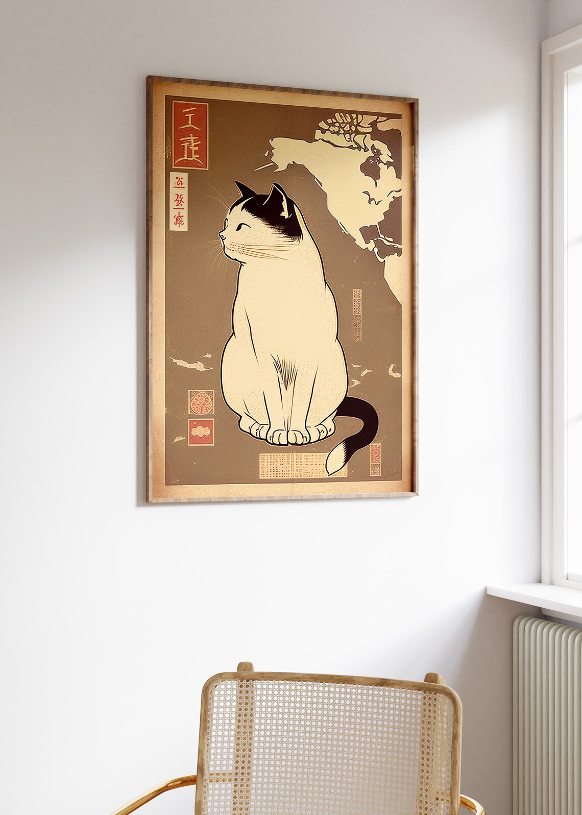 Japanese Cat Poster Vintage Japanese Cat Art Print Cute Cat Art Animal Wall Art Decor Animal Art Print Cat Lovers Gift Oriental Art - Image 3